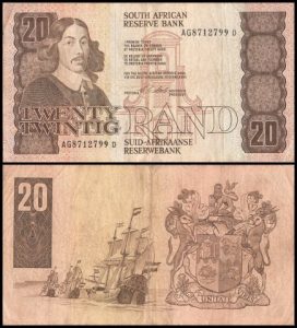 South Africa 20 Rand Banknote, 1990 ND, P-121e, Used